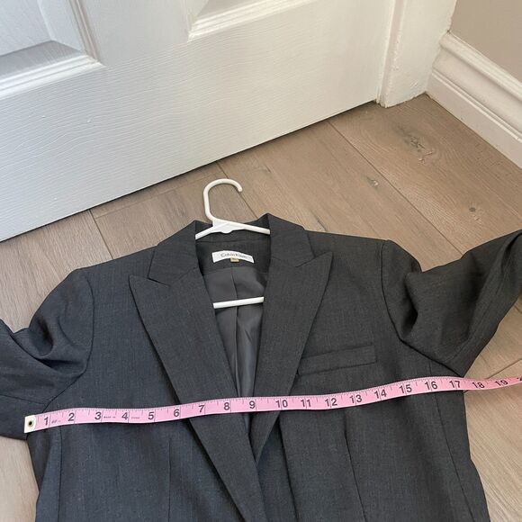 Calvin Klein one button grey blazer size 4P office professional career - Picture 2 of 6